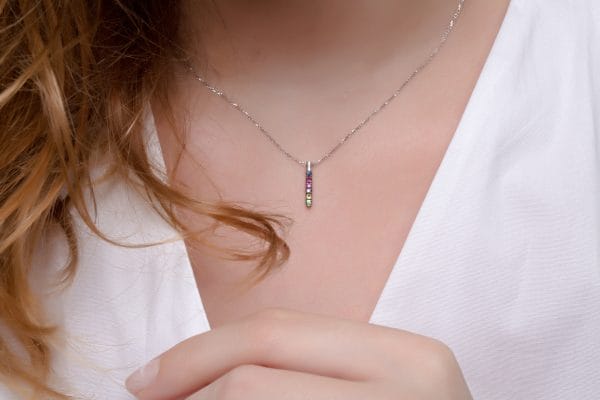 Rainbow cylindrical bar necklace - Image 7