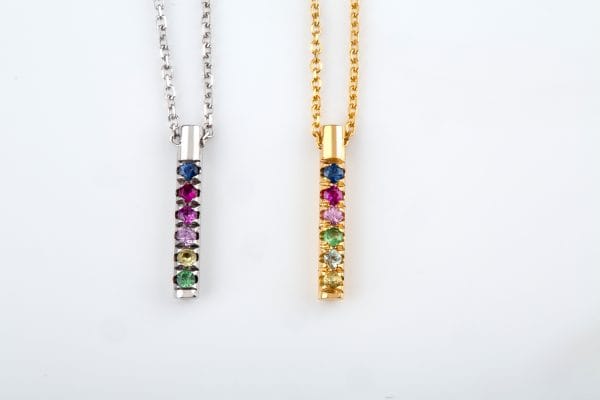 Rainbow cylindrical bar necklace - Image 1
