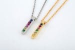 Rainbow square bar necklace