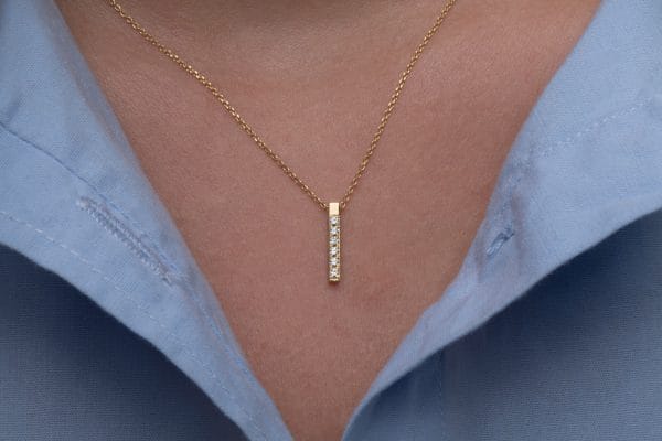 Square diamond bar necklace - Image 2