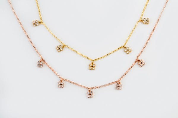 Five flower diamond gold necklace - Image 6