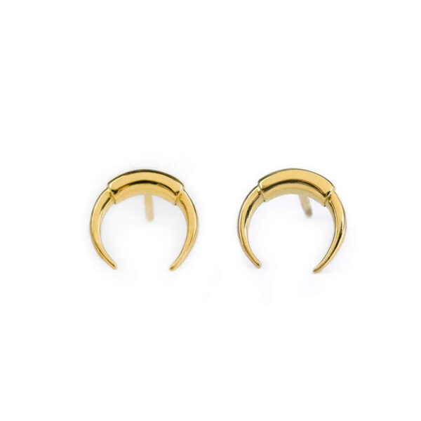 Double horn moon stud earrings - Image 3