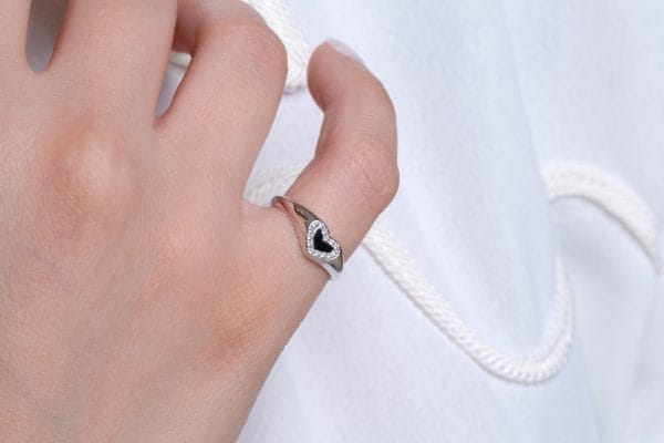 Heart ring with diamond frame, RN310-1 - Image 6