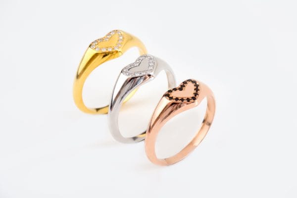 XRI_7035 Heart ring with diamond frame, RN310-1 - Image 1