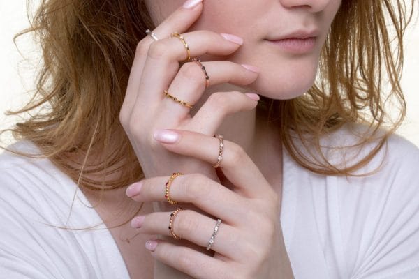 ANV_6914 Diamond dotted gold ring - Image 2