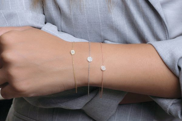 Diamond disk bracelet 1 Diamond disk gold bracelet - Image 1