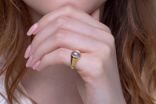 IMGL2200 Aquamarine cabochon gold ring - Image 4