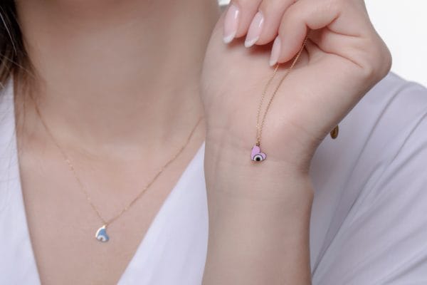 Enamel gold heart necklace - Image 6