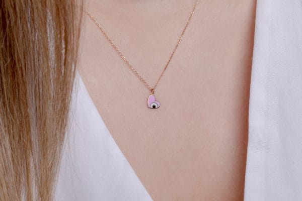 Enamel gold heart necklace - Image 2