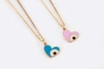 Enamel gold heart necklace