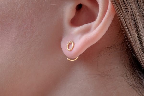 IMG_4006 Circle huggie gold earrings - Image 3