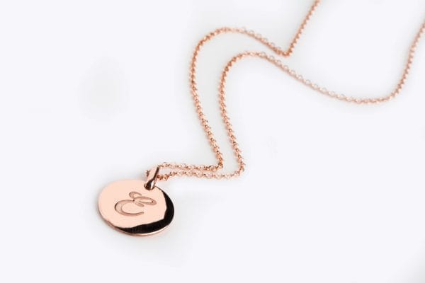 calligraphy initial disk necklace - Image 1