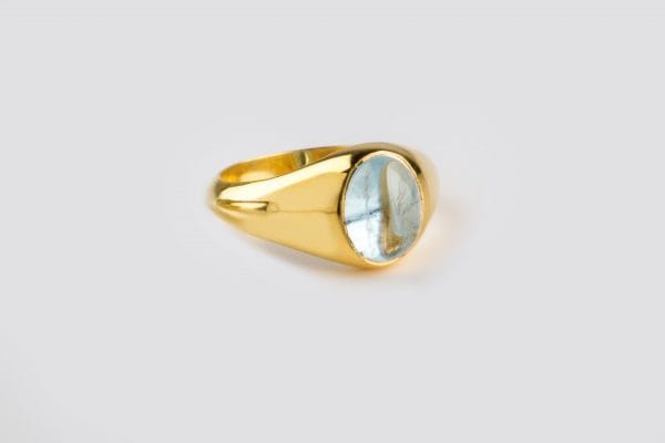 XRI_2898a Aquamarine cabochon gold ring - Image 1