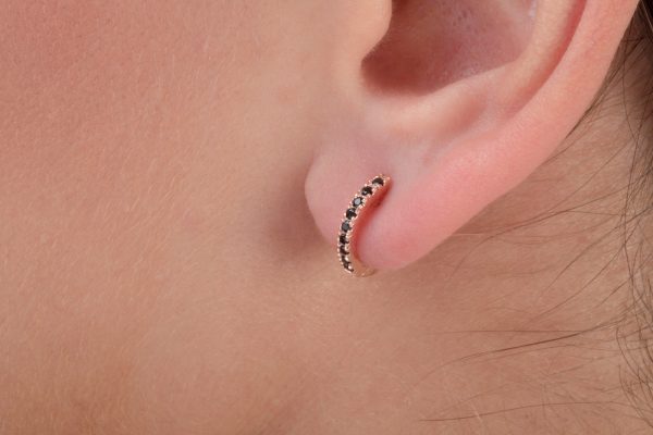 Diamond hoop earrings (Small) - Image 2