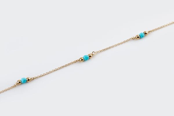 Turquoise gold chain bracelet - Image 1