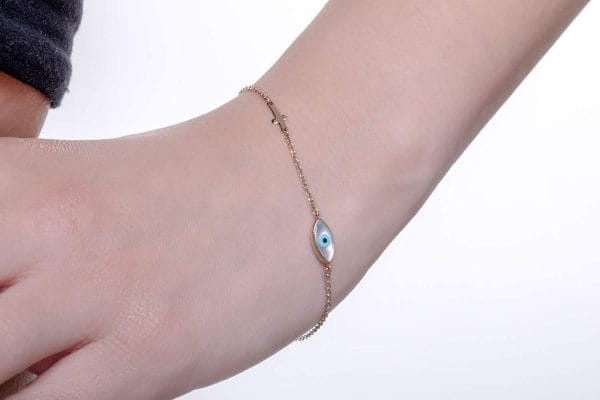 Plain evil eye and cross bracelet 1 Plain evil eye and cross bracelet - Image 1