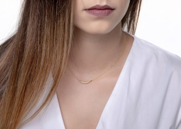 Floating Curved chevron gold necklace - Image 2