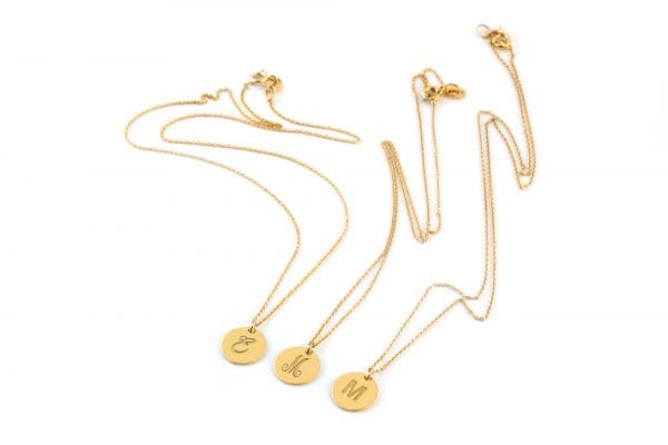 Small Initial gold disc necklace - Image 8