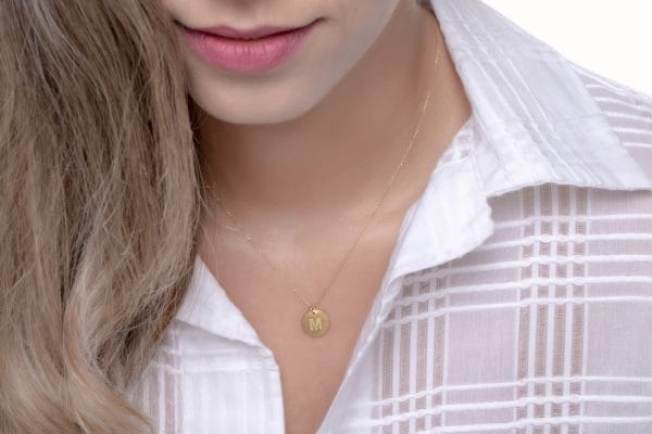 Small Initial gold disc necklace - Image 7