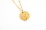 Round gold disc compass necklace - Image 2