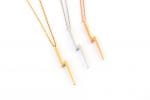 Thin bolt lightning necklace in solid gold - Image 2