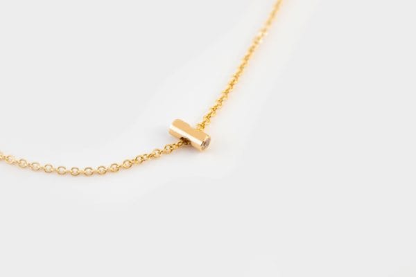 Tiny bezel Black and white diamond necklace - Image 4