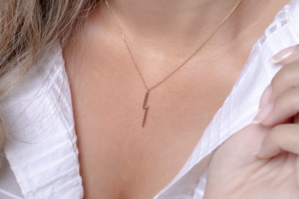 IMG_0775 Thin bolt lightning necklace in solid gold - Image 1