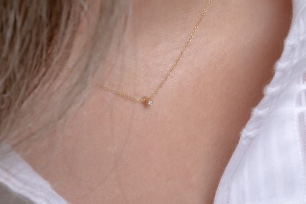 Tiny bezel Black and white diamond necklace - Image 7