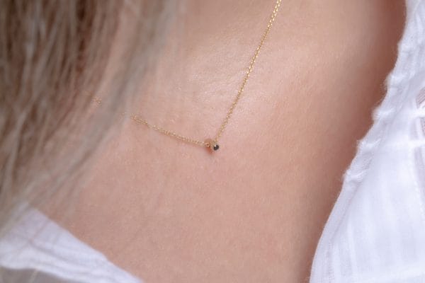 Tiny bezel Black and white diamond necklace - Image 8