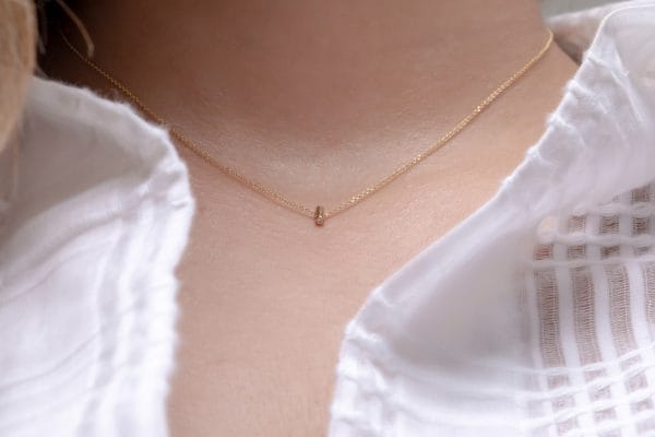 Tiny bezel Black and white diamond necklace - Image 9