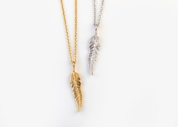 Solid gold feather necklace - Image 2