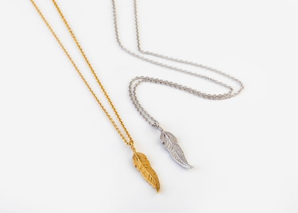 Solid gold feather necklace - Image 3
