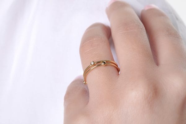 IMG_3800 Three Tiny bezel diamond ring - Image 1