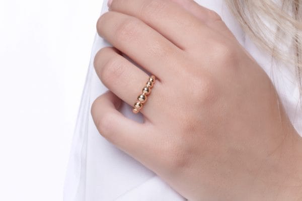 Large dotted ring in solid gold, RN263 - Image 1