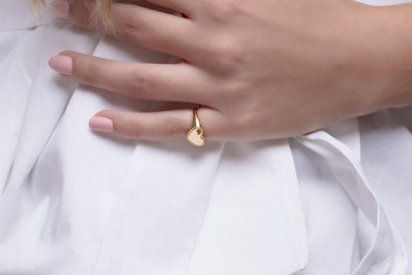 Dotted heart signet ring, RN378 - Image 4