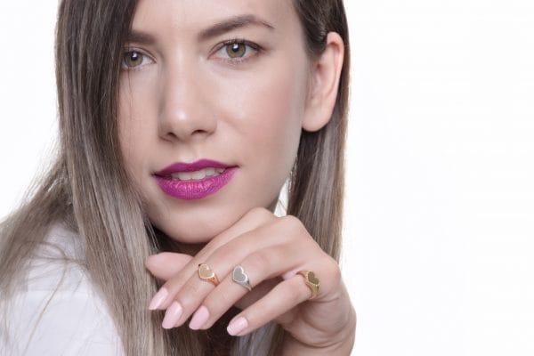 Dotted heart signet ring, RN378 - Image 8