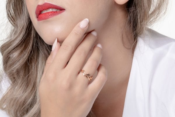 Leaf pattern gold ring - Image 6