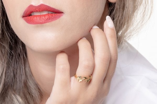 Leaf pattern gold ring - Image 8