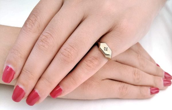 Large diamond hexagon ring - Image 4