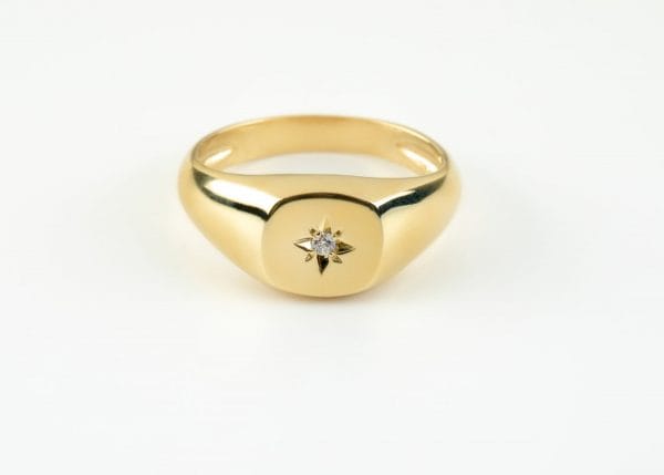 Diamond compass large gold ring, RN362 - Image 4