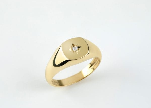 Diamond compass large gold ring, RN362 - Image 5