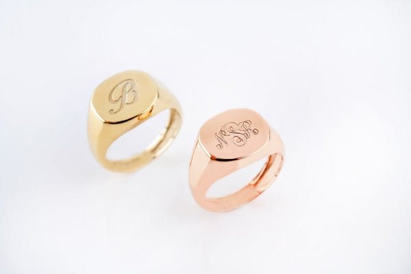 Fashion signet ring in solid gold, RN340 - Image 2