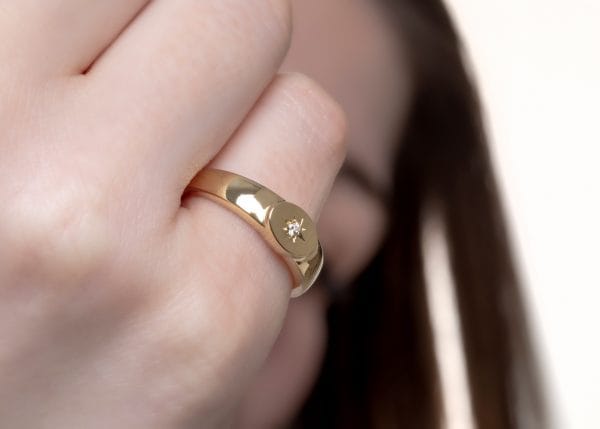 Diamond compass gold ring, RN363 - Image 4