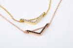 Floating Chevron V necklace with diamonds - Image 3