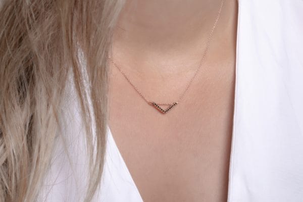 Floating Chevron V necklace with diamonds - Image 8