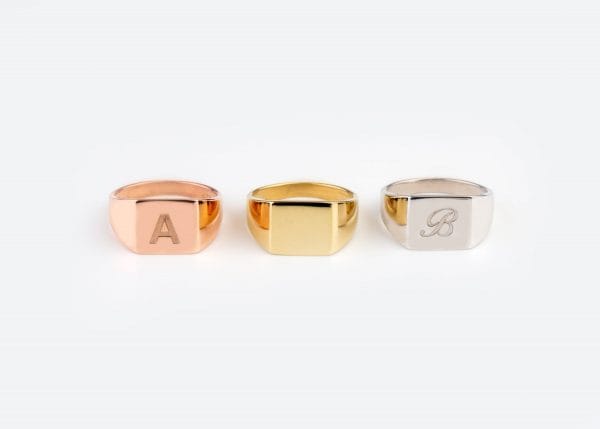 Square signet gold ring, RN361 - Image 4