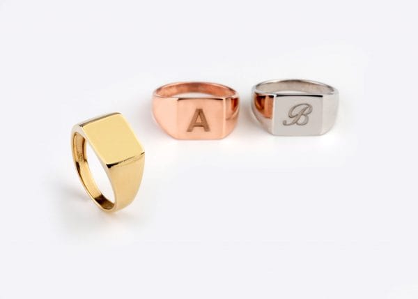 Square signet gold ring, RN361 - Image 5