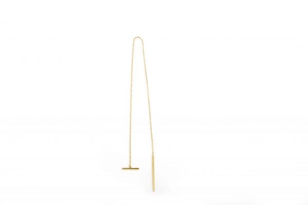 Unique long bar gold earrings - Image 2