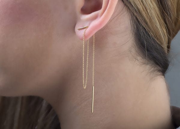 Unique long bar gold earrings - Image 4