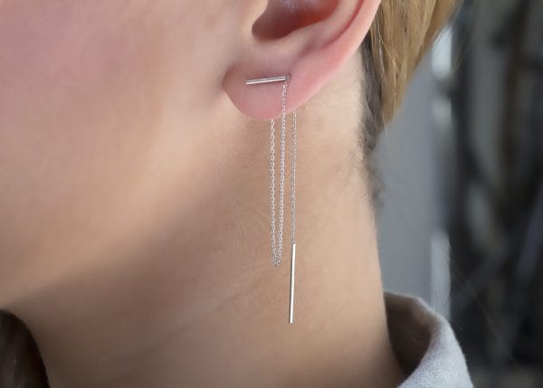 Unique long bar gold earrings - Image 1